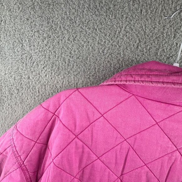 Woven Hot Pink Quilted Bomber Jacket, Size Large - Picture 11 of 11